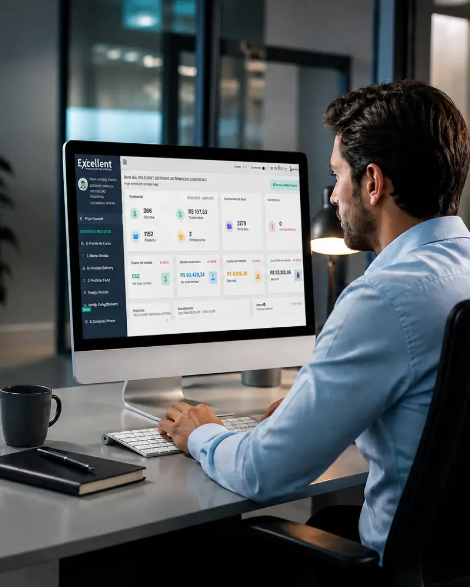 Painel do sistema Excellent em um computador